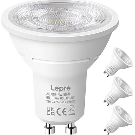 Ampoule LED GU10, Blanc Naturel 4000K, 630lm 6W Équivaut de 80W, 38° Faisceau (1/5)