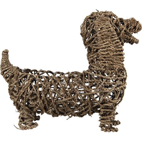 Porte-plante en Rotin en Forme de Chien Support pour Fleurs Marron 32 x 17 x 30 cm - PANGIVO (1/3)