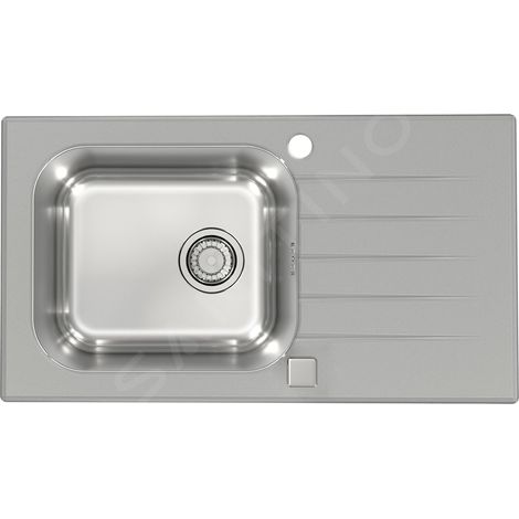 Alveus Altone - Évier 780x435 mm, avec commande de vidage, verre gris / inox 1130528 (1/2)
