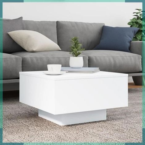 836567 Table basse blanc 55x55x31 cm bois d'ingénierie (1/5)