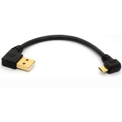 90-degree USB 2.0 to Micro USB B male cable, left-angle charging extension cable, 15cm (1/5)