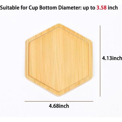 Ensemble de 4 sous-verres en bois - Sous-verres faits main, épais et résistants à la chaleur, adaptés aux bureaux, bars et fermes - Sous-verres uniques en bambou naturel pour protéger votre bureau (he (1/5)