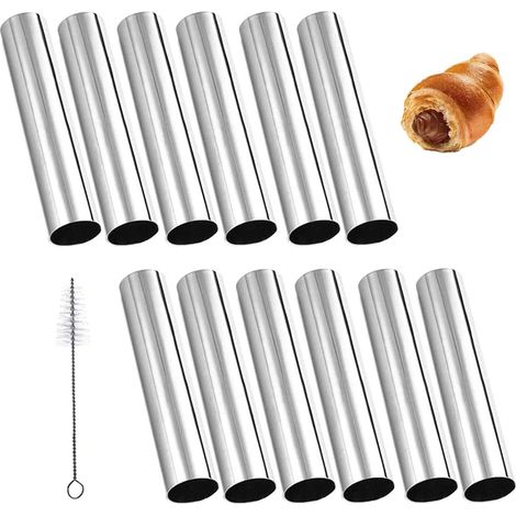 Tube Cannoli - Acier Inoxydable 18/10 - Pour Crème Pâtissière Crêpes Feuilletés Glaces - 12 Pièces (1/5)