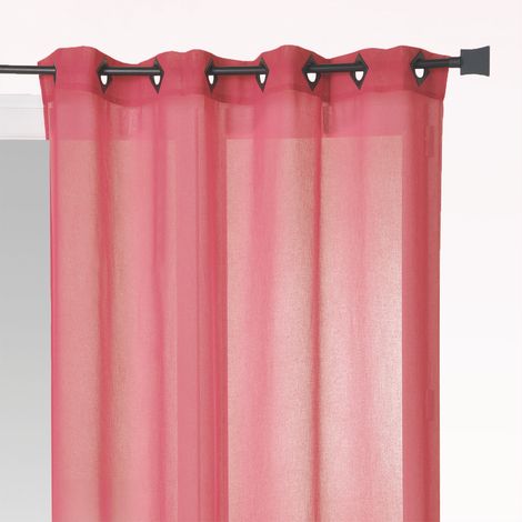 Voilage en Etamine Légère Unie Rouge 240x260 cm
