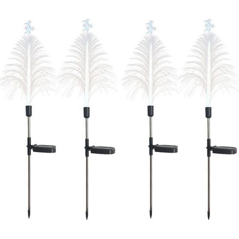 Lot de 4 lampes solaires à fibre optique, 7 couleurs changeantes, étanches IP65, à économie d'énergie, décoratives, pour jardin et cour. (1/4)