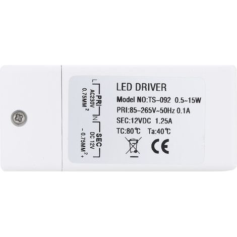 Entrée: 85-265V sortie: DC 12V 1.25A DC 15W, ampoule LED transformateur driver convertisseur conducteur alimentation de tension constante (1/3)