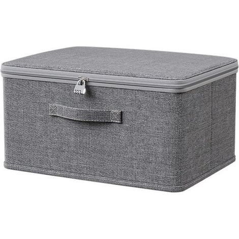 Caja de almacenamiento con cerradura de combinación, ideal para guardar medicamentos, dulces, juguetes y ropa. Medidas: 30 x 20 x 14 cm. 1 unidad. Color: gris. (1/5)