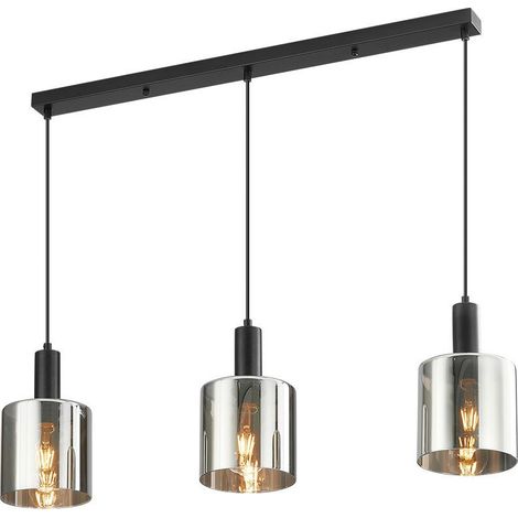 Suspension décorative 3xE27 23W IP20 – Verre fumé (1/4)
