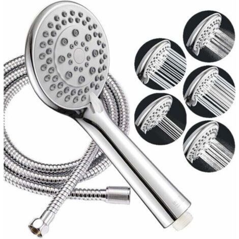 Pomme de douche grande, en economisant de L'eauDouchettes de salle de bain, Pommeau de douche anti calcaire, tuyau flexible en acier inoxydable de 150 cm (1/4)