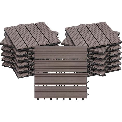 WOLTU 22x WPC Decking Tiles Garden Patio Balcony Interlocking Composite Decking Floor Brown (1/5)