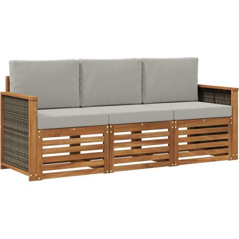 Juegos de sofás con cojín 3 pcs Madera de Acacia Sólida vidaXL