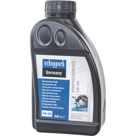 Scheppach Huile de compresseur SAE 5W-40 - Contenance 500 ml - Huile moteur ultra performance longue vie