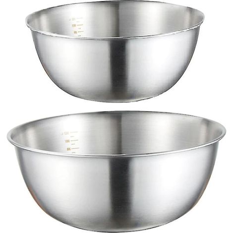 Bol Mélangeur - Acier Inoxydable - Gradué - Pour Œufs et Préparations Cuisine - Lot de 2 (1/5)