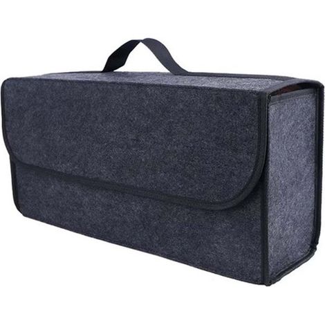 Organisateur de voiture - Sac de rangement pour siège - Organisateur de coffre - avec fermeture Velcro - pliable - Trousse à outils - gris foncé - feutrine - 50 × 24 × 15 cm (1/5)