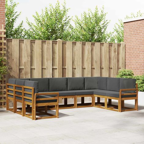 Outdoor-Sofagarnitur mit Kissen 9 pcs Natur und Anthrazit