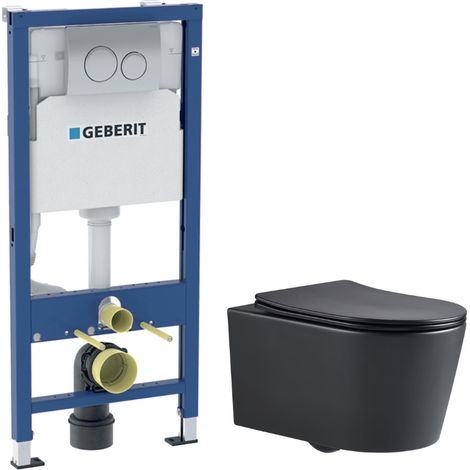 Duofix WC-Set Vorwandelement + Wand-WC spülrandlos Swiss Aqua Technologies mit SoftClose-Sitz + Platte (GEBSTBRBMR01-IN)