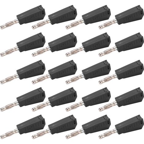 20pcs Fiches Banane 4mm/0.16in Faible Perte de Signal Transmission Stable Courant Compact Connecteur Électrique Noir (1/5)