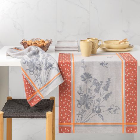 Lot de 6 torchons de cuisine imprimés "Maison de Campagne" 50 x 70 cm Coton Egyptien