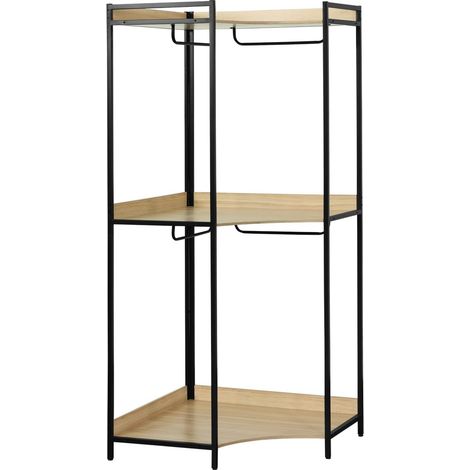 Corner wardrobe module with 4 wardrobes and 2 shelves Black 80x80x190 cm - Clever