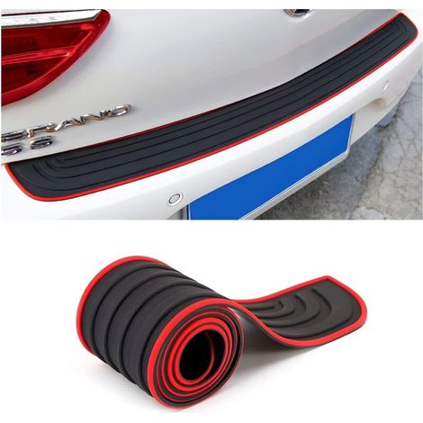 Protection Pare Choc Voiture, Protecteur Porte Coffre en Caoutchouc, Résistant Aux Rayures et Antidérapant, Convient à la Plupart des Accessoires Extérieurs de Voiture (Noir Rouge/90x7CM) (1/5)
