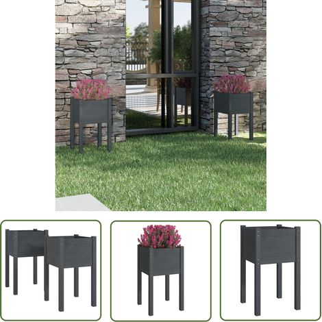Jardinières d'extérieur 2pcs Gris 40x40x70cm Bois de pin massif (1/5)