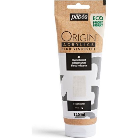 Peinture acrylique - Blanc iridescent - 44 - Haute viscosité - Pébéo - Origin acrylics - 120ml