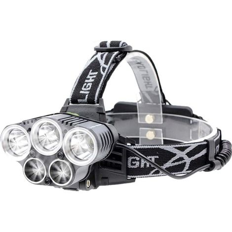 LED-Stirnlampe, USB-wiederaufladbar, mit Bewegungssensor, 6 Leuchtmodi, IPX4 wasserdicht, zoombar und wasserdicht für Angeln, Camping, Wandern, Radfahren (5 LEDs)