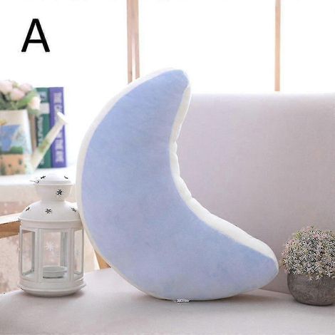 Coussin décoratif en peluche motif ciel arc-en-ciel, nuages, étoiles et lune, couleurs bonbon. Idéal pour les enfants. Cadeau parfait pour la maison, le salon ou le bureau. (1/5)