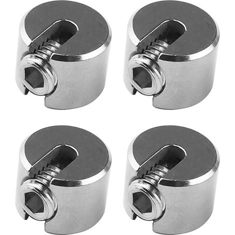 Abrazaderas de acero inoxidable para cables, un juego de 4 abrazaderas antideslizantes M4 x 2 mm para tensar cables. (1/4)