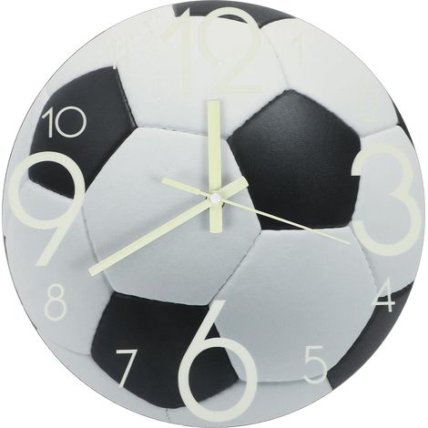 Horloge Murale Ronde en Acrylique Football Silence Diamètre Moyen Décoration Murale pour Salon et Chambre D’garçon et Filles Sportive Lumineuse sans Pile Art Déco Maison (1/5)