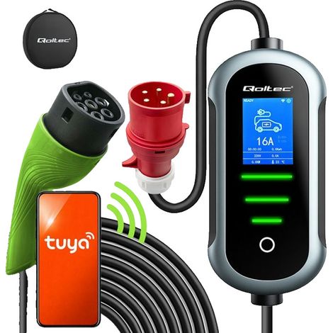 Qoltec 2w1 Typ2 chargeur EV portable noir (1/5)