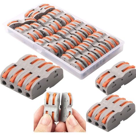 Terminali di collegamento automatico, connettore rapido per cavi, connettore a leva, assortimento di connettori compatti per cavi SPL-1 (24 pezzi)