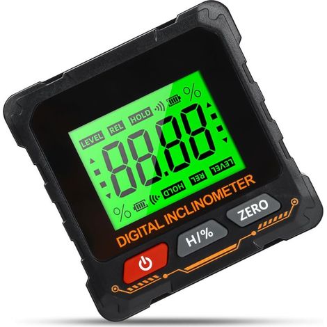Rapporteur d'angle numérique LCD avec base magnétique, niveau à bulle multifonction avec rétroéclairage, mesure de rotation à 360 ° pour le bricolage (1/5)
