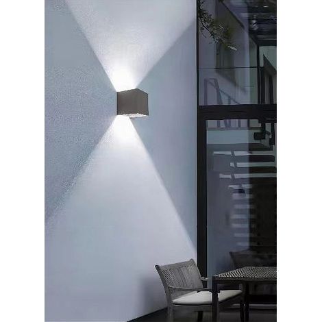 TRADE SHOP - Applique Da Parete 22watt Grigio Per Esterno Doppia Emissione Luminosa Ip65 Es66 - -Bianco Freddo      -