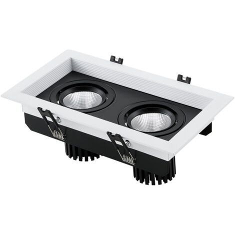 Downlight carré anti-éblouissant 2 grille dark light plafonnier noir luminaire en aluminium (1/4)