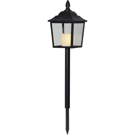 Grablaterne ,Flame Lantern mit LED-Kerze, Batterie und Timer, schwarz, 52cm (1/5)