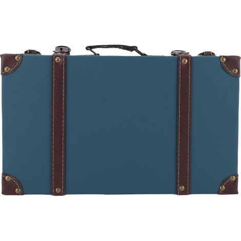 Valise Vintage Décorative Bois Composite Cuir PU 34x20.5cm Style Industriel Rétro avec Rivets Laiton pour Maison Cinéma (1/5)