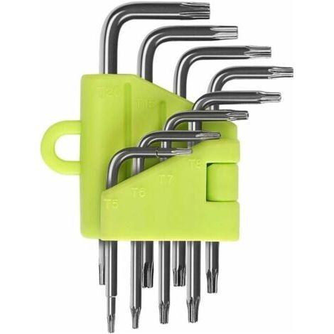 Clés Torx Coudée, Kit de 8 Pièces Clés Allen, Tournevis Etoile T5 T6 T7 T8 T9 T10 T15 T20, Ensembles de Clés Outillage à Main Hexagonales