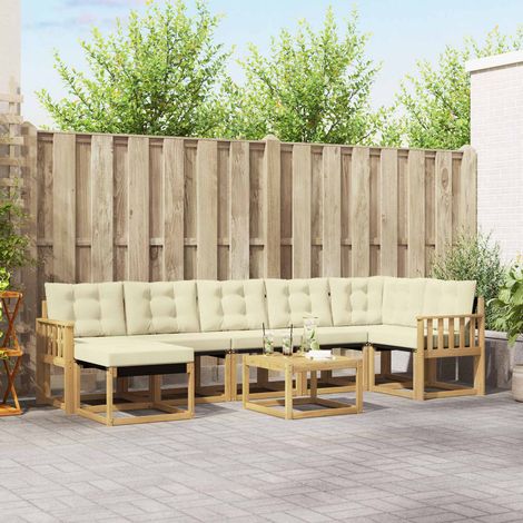 vidaXL Outdoor-Sofagarnitur mit Kissen 8 pcs Weiß und Creme (1/5)