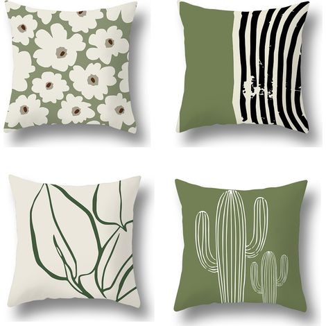 4er-Set Kissenbezüge – 45 x 45 cm – wasserabweisendes Leinen – für den Außenbereich – verdeckter Reißverschluss – für Schlafzimmer, Sofa, Stuhl, Bett, Garten (1/5)