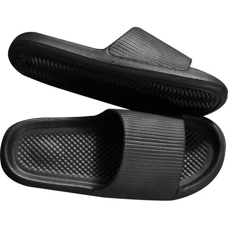 Pantoufles de salle de bain antidérapantes, semelle épaisse et souple intégrée, légères, noires, pointure 40/41 (25 cm/9,8 po)