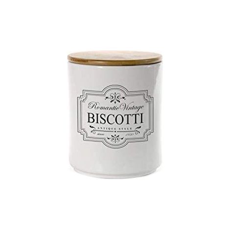 BISCOTTIERA VINTAGE IN CERAMICA CON TAPPO IN LEGNO 14 X 17 CM (1/2)