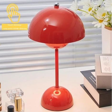 Lampe de Chevet - Champignon - LED - Rechargeable USB - 3 Modes de Luminosité - Rouge (1/3)