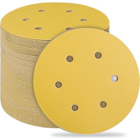 Schleifpapier Klett 150mm 6Löcher 50 Stück 400 Körnung (1/5)