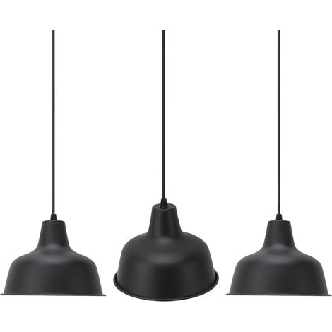 Lot de 3 supports de suspension style grange, en fer et corde réglable, 110-240 V, pour bars, restaurants et autres lieux de vie rustiques. (1/5)
