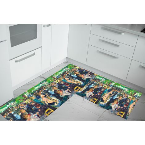 Set di 2 tappeti da cucina antiscivolo e lavabili in lavatrice passatoia multiuso Quadro 998 - 50x60+50x120