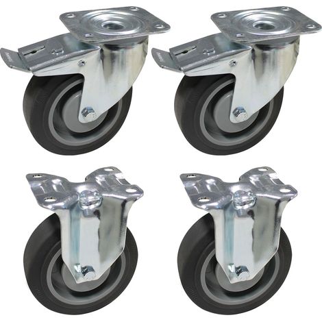 Rollensatz 2 Lenkrollen 2 Bockrollen 125mm Rollenset Rollwagen Transportrollen (1/5)