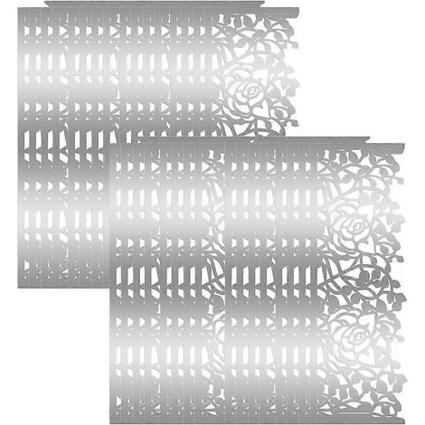 Packung mit 100 Einweg-Serviettenringen aus metallischem Papier, rosa Muster, lasergeschnitten, silberfarben (1/5)