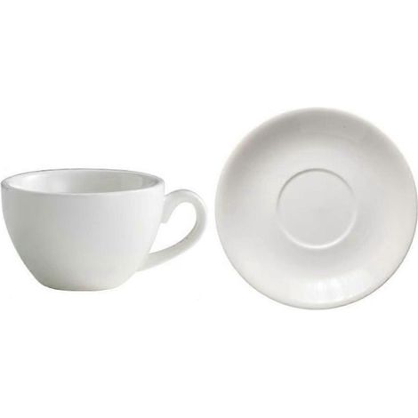 Minimalistische Keramik-Kaffeetasse, 220 ml, einfarbig mit Boden, europäischer Stil, weiß. (1/5)