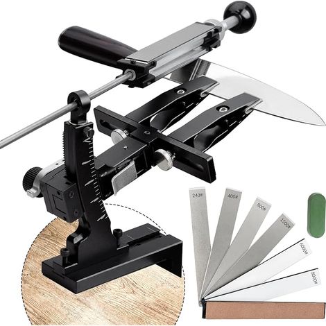 Afilador de cuchillos profesional CWOVRS con afilador de ángulo preciso, sistema de afilado de cuchillos de aluminio CNC, mecanismo abatible y soporte para piedra de afilar de doble cara. (1/5)
